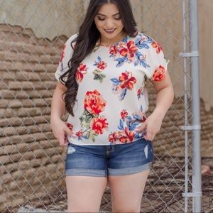 Beautiful Floral Cold Shoulder Blouse